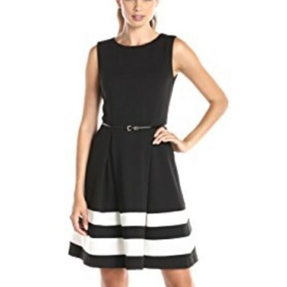 Calvin Klein Dresses & Skirts - Calvin Klein Black White Pleated Sleeveless Dress